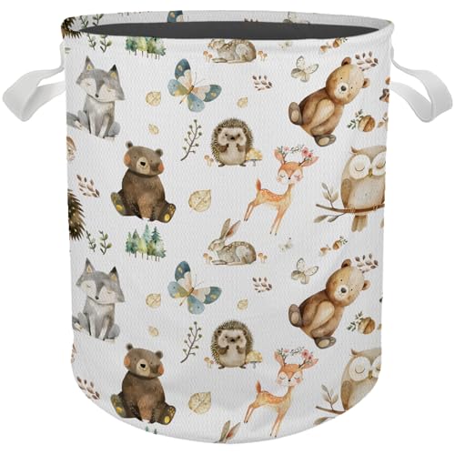 Image of Briblaze Kids Laundry Basket, Baby Laundry Basket, Woodland Nursery Laundry Basket Hamper Waterproof Collapsible Storage Bin Organizer for Bedroom Bathroom Baby Kids Room Dorm Clothes Toys
