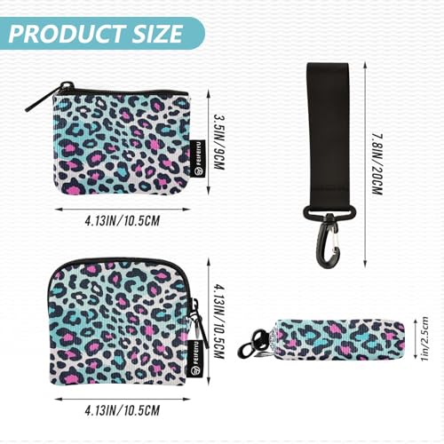Cheetah Fur Skin Colorful Women's Change Wallet Card Cases Large Capacity Change Purse Key Holder with Wristlet Strap for Woman 2 Packs4