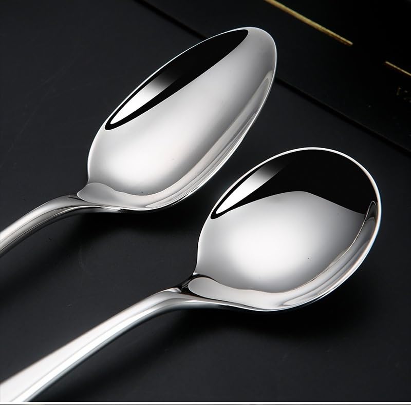 Besteckset, 6/24/36/48/60/72-teilig, kreatives Besteckset aus Edelstahl 304 mit quadratischem Griff, 6-teilig, Steakmesser, Dessertlöffel. Silber, 48 Teile für 8 (Gold, 36 Teile für 6)