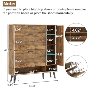 Shoe Storage Cabinets, 16 Pairs Free Standing Shoe Organizer with 2 Flip Drawers for Entryway, Narrow 3 Tier Entryway Hidden Shoe Rack with Doors (Upgraded Rustic) Shoe Storage Cabinets 16 Pairs Free Standing Shoe Organizer with 2 Flip Drawers for Entryway Narrow 3 Tier Entryway Hidden Shoe Rack with Doors Upgraded Rustic
