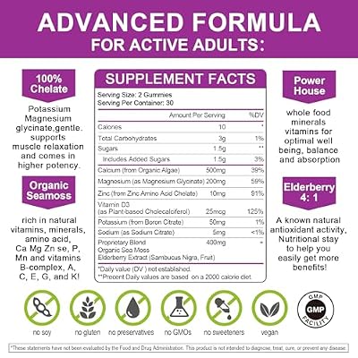 Calcium Magnesium Zinc Gummies with High Absorption Magnesium Glycinate 200mg, Potassium -Plant Calcium Supplement w/ D3 & Sea Moss for Bone, Muscles, Calm Mood & Sleep Support- Kids & adults (3 Pack)