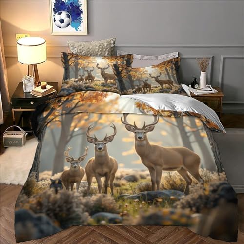 Parure de lit cerf housse de couette imprimé 3d hypoallergique - 6