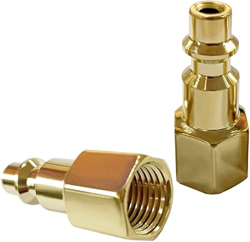 Miniatura 8 de Manguera de aire industrial macho NPT de 10 Uds. 14 de pulgada, enchufe de conexión rápida, compresor de aire con acabado de latón, adaptador de