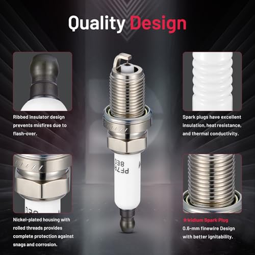 Image of BDFHYK 91039 Platinum Iridium Spark Plugs Compatible with Buick 2013-2021 Encore,Compatible with Chevy 2011-2015 Cruze 2016 Cruze Limited, 2012-2020 Sonic Trax 1.4L L4 Replacement for XP3922 Set of 4