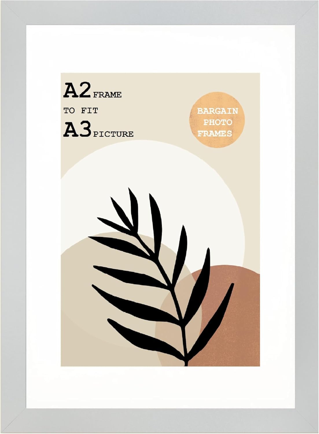 Bstframes Silver A2 Frame With Mount For A3 Print - Clear Perspex Front - Display Portrait Or Landscape - Wall Mountable With Hooks Included