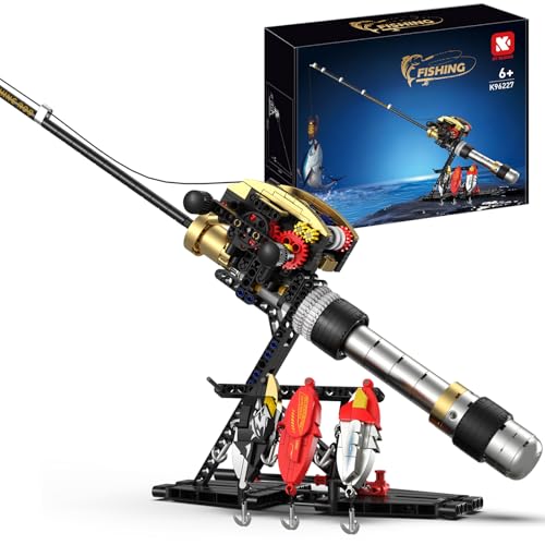 BYTLK Fishing Rod Building Kit Designed for Fishing Enthusiasts is a LEGO-Compatible STEM Construction Toy Suitable for Children and Adults as a Home Decor Gift.