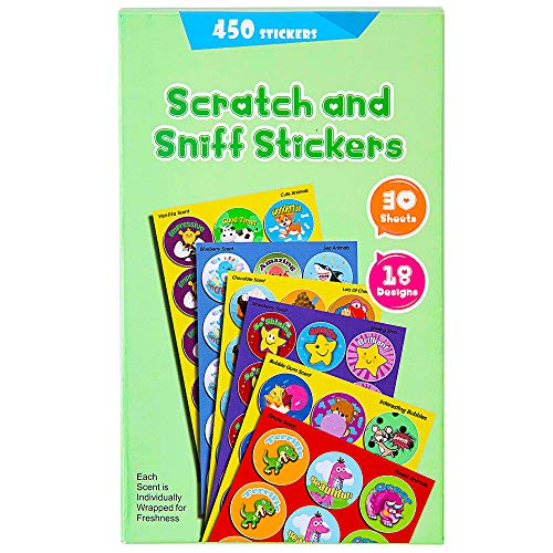 Reward Stickers, 450 Stickers&30 Sheets 6 Different Designs Including Fishes and Animals，Kids&Teachers’ Favorite Smelly Stickers,Christmas Stickers!