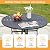 BUPPLEE 5-Piece Outdoor Dining Table Set for 4,Round Table with Umbrella Hole & 4pcs Textilene Chairs - Patio Outdoor Furniture for Porch,Backyard, Garden, Poolside and Deck-Blue