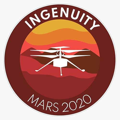 Imán Ingenuity Mars Helicopter with Martian Landscape 2020 - Adhesivo magnético de vinilo adhesivo de 5 pulgadas