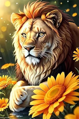 Broderie diamant adulte lion 60x80cm pour évacuer le stress et l'anxiété