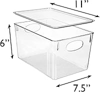 Vista 4 de Clear Plastic Storage Bins with Lids, Perfect for Kitchen Organization or Pantry Organization and Storage, Stackable Fridge Organizer Bins, Storage