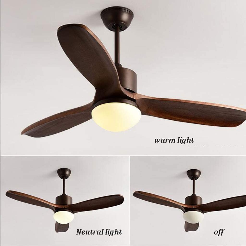 Wentylator Sufitowy Z Lampą Wentylator Sufitowy Light Wood Leaf Nowoczesny Metalowy Wentylator Sufitowy Light Living Room Mute Retro LED Remote Control Fan Light Lampy Sufitowe Z Wiatrakiem(52in)