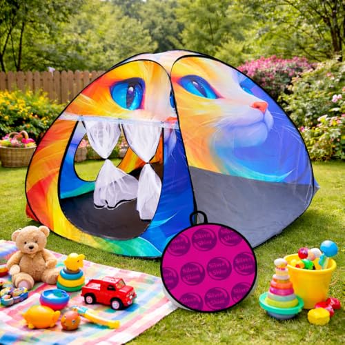 Image of Foldable Play Tent House Big Size for Girl Boys with Cat Theme Pop-Up Indoor & Outdoor Playhouse for Girls Boys| Multi Purpose Tent with Fun Patterns Easy Setup & Portable (Cat Orange)