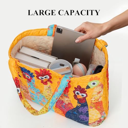 Bolsos tote acolchados para mujer, bolsa de hombro grande con estampado único, estilo vintage hobo para compras miniatura 3