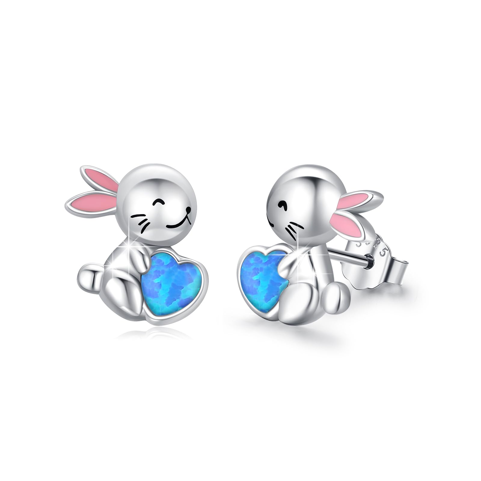 Pendientes de ópalo para mujer de plata de ley 925, estrella de mar/corazón/tortuga/mariposa/conejo/seta/pendientes pendientes de animales pendientes playa estrella de mar joyas para mujeres niñas