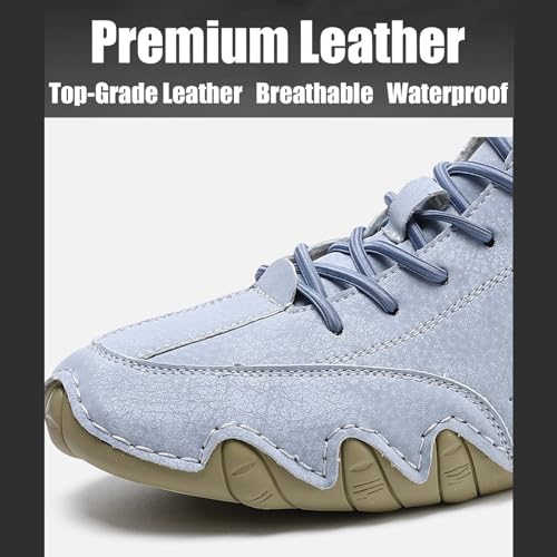 Women's Fashion Handmade High Top Boots, Outdoor Beck Shoes Women Breathable Lightweight Non-Slip Casual Walking Barefoot Shoes for Hiking,Camping & Driving(Light Blue,US 7.5)4