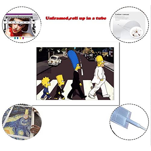 Cartoon Simpsons Abbey Roads Poster Decorative Painting Canvas Wall Art Living Room Posters Bedroom Painting 12X18Inch(30X45Cm) #TOP1