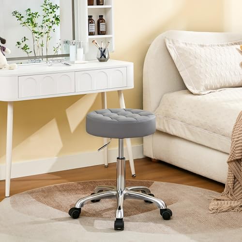 FIRAVOE Hair Cutting Stool, 300lbs, Aluminum Base, Gray