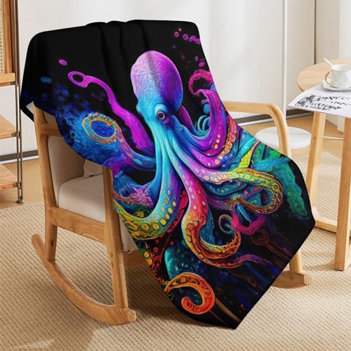 Couverture pieuvre en flannel douce 140x180 cm pour lit et canapé - 8