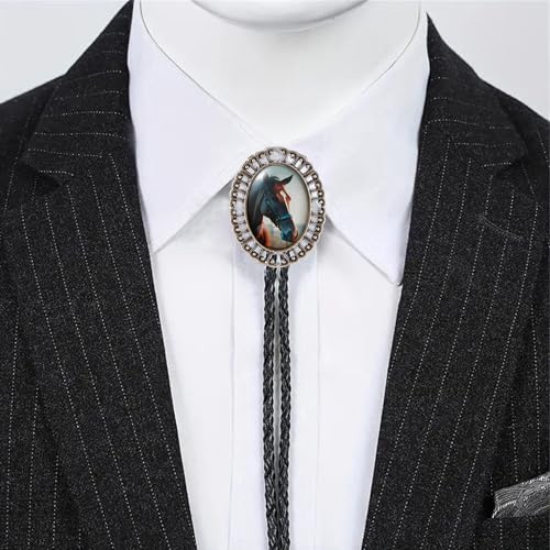 Image of Jeilwiy Bolo Tie for Men Western Cowboy Gothic Bolo Tie Necklace Halloween