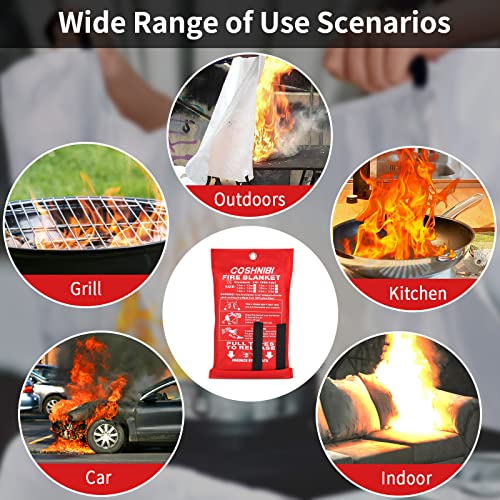 Coshnibi Fire Blanket Emergency For Kitchen, Fiberglass Retardant Safety Blankets For Home, Fireplace,Grill,School,Car, Office, Warehouse,4 Pack (39.3X39.3 Inch)… #TOP6