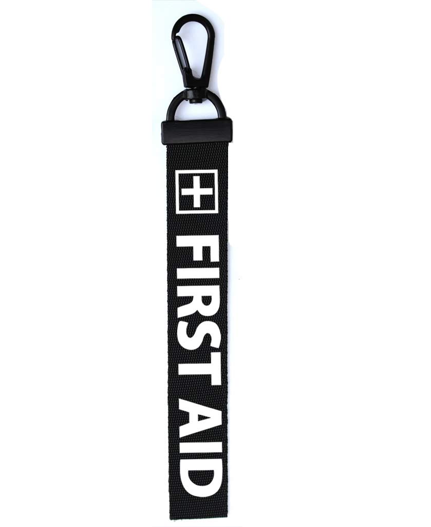 TENNER.LONDON FIRST AID key tag Luggage Tag Zipper Pull Keychain Bag Keyring (BLACK)