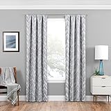 ECLIPSE Haley Thermal Insulated Single Panel Rod Pocket Darkening Curtains for Living Room, 37' x 84', Silver