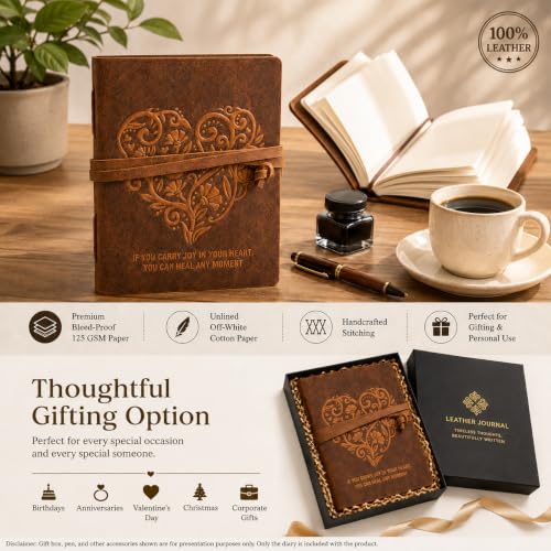 Image of CAVALO - Be Unique Leather Diary, Brown Colour Antique Handmade Leather Bound Notepad for Men and Women 5x7 Inches, Gift for any one