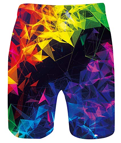 Mesh Liner Board Shorts For Men Funny Colorful Geometric Graphic Swim Trunks 80S Youth Male Summer Stylish Navy Blue Triangle Hawaiian Beach Boardshorts With 2 Pockets Holiday Bathing Suits, Math Xl #TOP1