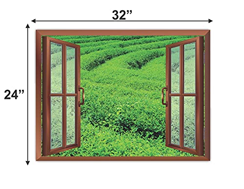 Image of CVANU Attractive View of Green pairies in a Sunny Day Removable Faux Window Wall Sticker /Decals for Living Room etc Cv 34