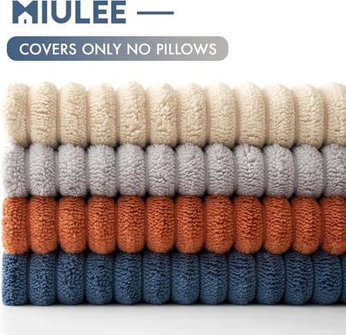Image of MIULEE Boho Farmhouse Throw Pillow Covers 20x20 Inch Set of 4 Summer Mordern Neutral Cushion Covers Soft Corduroy Nordic Home Decor for Couch Bed Sofa Living Room Blue-Yellow