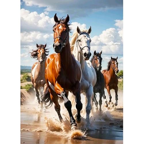 Lxmsja Cheval Diamond Painting Adulte, 5D Diamond Painting Cheval, Animaux Broderie Diamant Kit Complet, DIY Peinture Diamant Strass Point de Croix Cristal Painting pour...