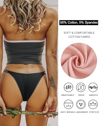 Miniatura 4 de FINETOO Pack de 6 Calzoncillos brasileños para Mujer, algodón, Ropa Interior para Mujer, Brasil, Deporte, Hipster, Sexy, Pantalones, Multipack S-XL, A-6, S…