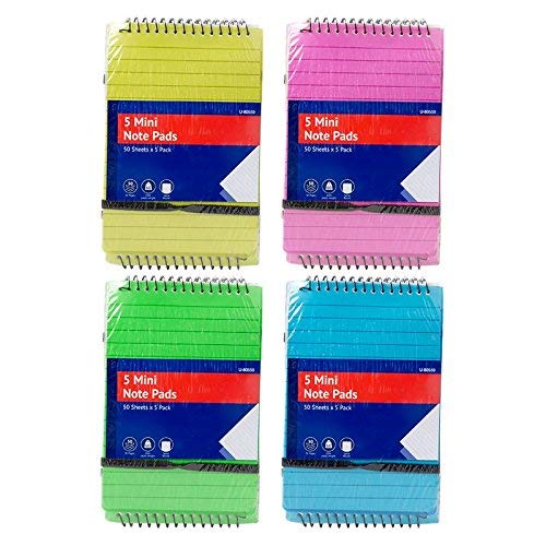 JMS 6 X Small A7 Spiral Bound Notebook Pocket Size Lined/Ruled Note Pad 50 Sheets 60 GSM RAGE ACCESSORIES