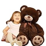 HOHO Giant Teddy Bear Stuffed Animals Cuddly Plush Toy Big Smile Bear Gifts for Kids Chocolate 39 inch