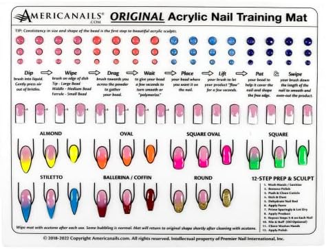 Americanails Acrylic Nail Training Mat - Silicone Trainer Sheet for Application Practice, Flexible Roll Up Pad Template for Acrylic Fingernails, Learn How to Apply Acrylic Nails