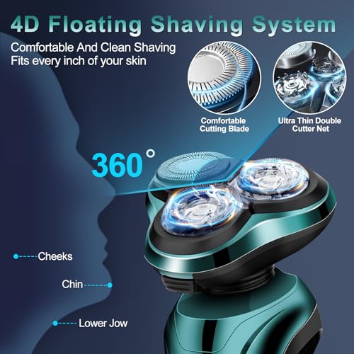 Image of Electric Razor for Men, 4D Dual-Ring Floating Head Electric Shaver, IPX7 Waterproof Wet & Dry Shaver, USB-C Fast Charging 120Mins Long Runtime, Ergonomic Portable Travel Shaver, Ideal Gifts for Men