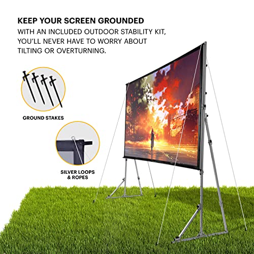 Kodak 120” Dual Projector Screen W/Stand | Fast Fold Gray Front & Rear Projection Backdrop For Outdoor & Indoor Movies With Tripod, Outdoor Stability Kit, & Black Storage Carry Case #TOP2
