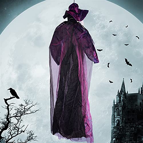 Decoración de Bruja Animada Colgante de 72 "para decoración de casa encantada de Halloween Decoraciones Colgantes de Halloween Decoración de césped