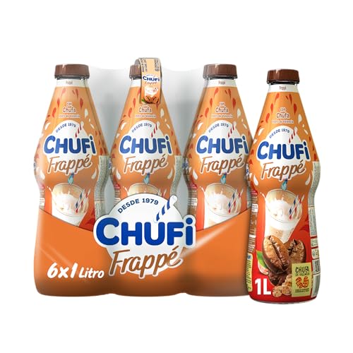 Chufi - Horchata Frappé, Horchata con Café, Chufa D.O. Valencia, 100% Vegetal, Sin Lactosa, Sin Gluten, Sin Alérgenos - Pack 6x1L