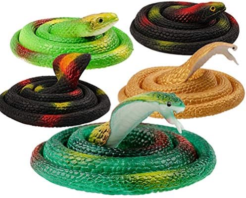 VILLCASE 6pcs Realistic Rubber Snakes Fake Snake Black Snake Toys for Garden Props to Scare Birds Squirrels Mice Pranks Props (Random Style)