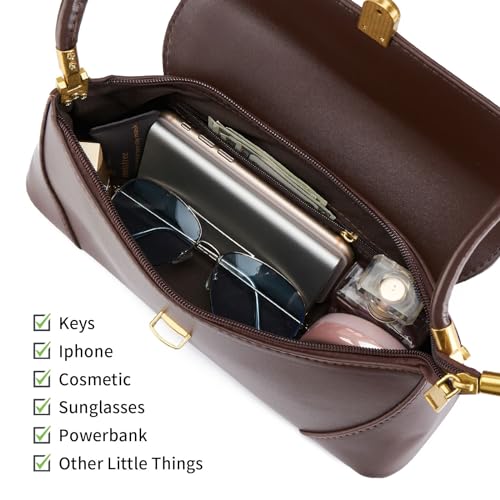 Shoulder Bag for Women Vintage Purse Fashion Classic Vegan Leather Clutch Tote Retro Handbag with Buckle Closure3