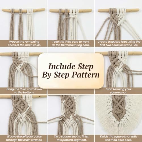 Image of PATPAT DIY Handmade Macrame Wall Hanging Decoration with Tools, Boho DIY Embroidery Activity Craft Set Craft Kit for Adults Kids, Wall Decor Items for Bedroom, Living Room, Nursery, Party Decorations