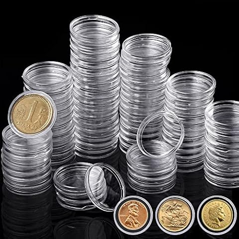 300PCS 19mm Round Coin Case Capsules Clear Plastic Container Holder Storage Box Cover