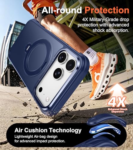 Carcasa iPhone 17 Pro Max para coche y escritorio con anillo giratorio azul 5
