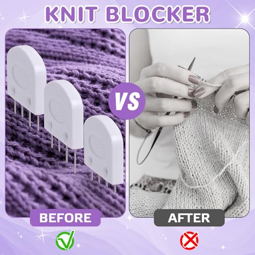 Kammnadeln-Set (20 Stück) zum Blockieren von Strickarbeiten, lila – Bild 5