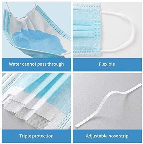 2000 Pcs. Disposable Face Masks - 3 Layer Face Masks, For Dust CoveringMouth Cover, and Nose Shield - SereneLife SL3PLY2000 - Thumbnail 3