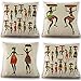 JgZATOA Housse De Coussin Dessin Animé Femme Africaine Salon Canapé Taies d'oreiller Lit Taie d'oreiller Bureau Coussin 45 X 45 Cm Lot De 4