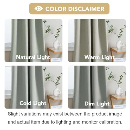 Image of H.VERSAILTEX 100% Blackout Curtains for Bedroom 84 Inches Long Grommet Linen Face Full Light Blocking Curtain Drapes for Living Room Thermal Linen Look Curtains 2 Panels Set, 52 inch W x 84 inch L, Sage