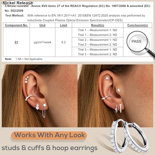 MILACOLATO 20G Hypoallergenic Flat Back Earrings for Women 316L Surgical Steel Flatback Stud Earrings Trendy Small Huggie Hoops Ear Cuffs Cartilage Earring Stacks Earring Sets for Multiple Piercing3